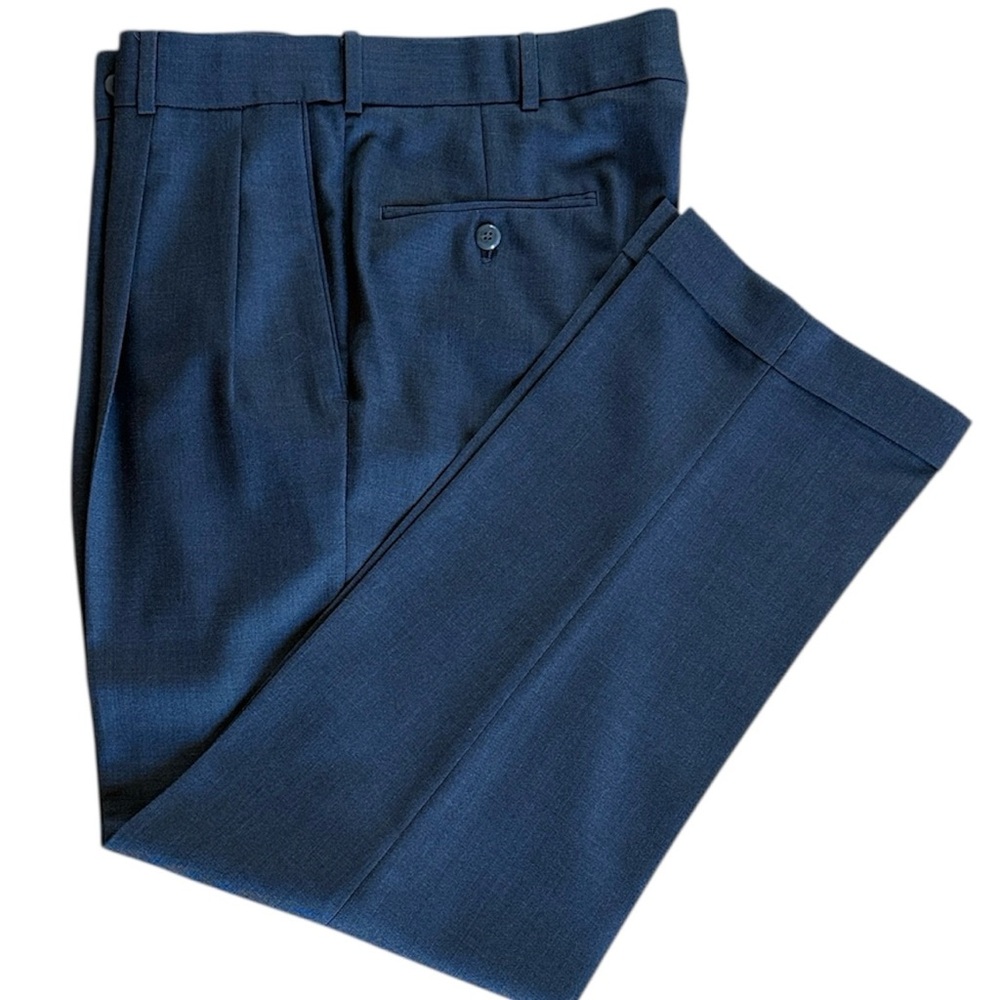 STAFFORD MENS SHARKSKIN STRETCH PLEATED CLASSIC FIT DRESS PANTS SIZE 32 x 30